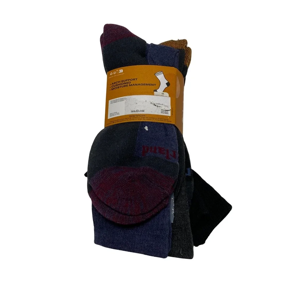 Timberland Mens 7 Pair Socks Bundle Fully Cushioned Boot & Crew Socks 9-12 NWT